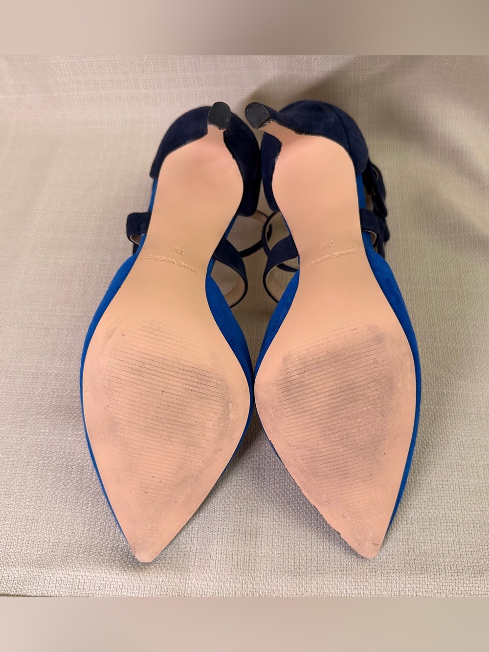 Nine West Two-Tone Blue Suede Pointed-Toe Strappy High Heel - Picture 9 of 9